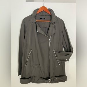 The Kooples Green Hooded Canvas Perfecto Parka Large